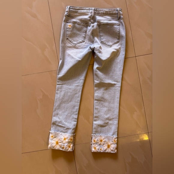 DRIFTWOOD colette feathery leaf jeans in light wash embroidered W0 / L 27 zipp - Picture 13 of 13